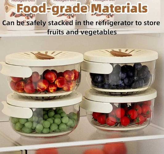2 in 1 Drainer and Strainer, Draining Basket with Lid - Multifunctional Fruit Vegetable Washing Basket - Drainer with Foldable Handle
